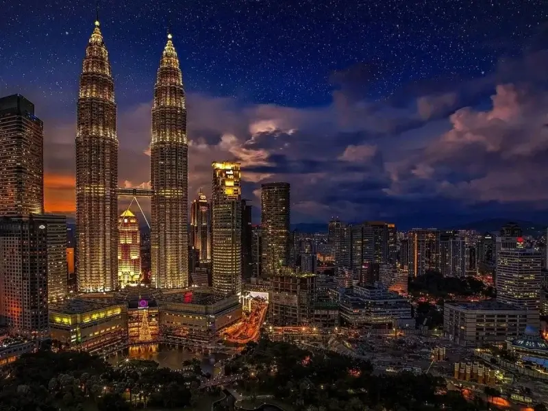 Petronas Twin Towers as seen at dawn. Kuala Lumpur, Malaysia.