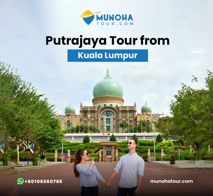 Putrajaya Tour from Kuala Lumpur. Tourist enjoying the view of Dataran Putra in Putrajaya, right next to the prime minister office.v